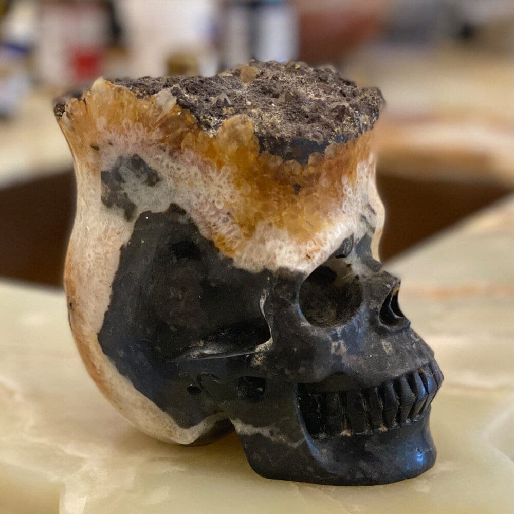Citrine Druze Skull